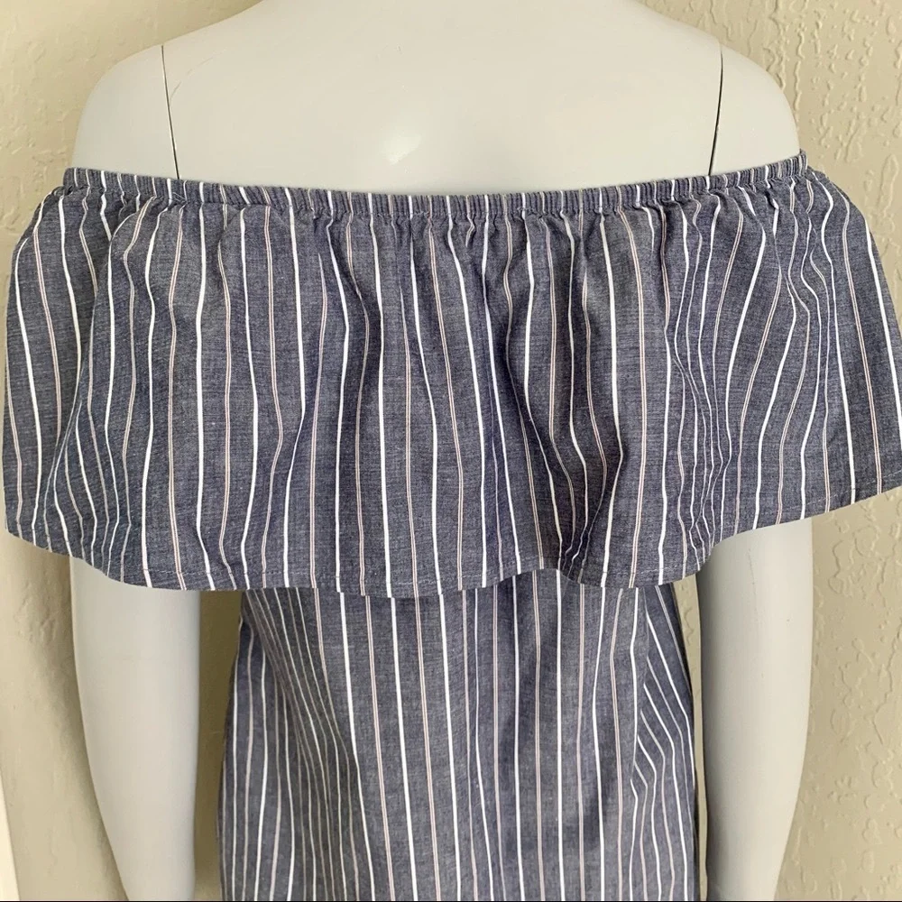 SOCIALITE Nordstrom Striped Off-The-Shoulder Mini Dress Coverup Loose Fit Small - Picture 6 of 14